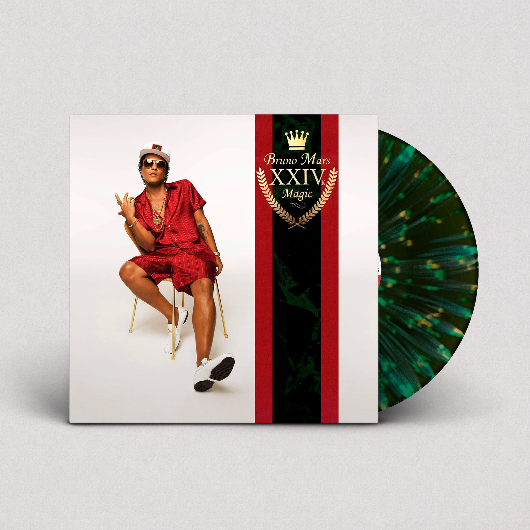 Bruno Mars - 24K (Translucent Forest Green with Opaque Spring Green and Custard Splatter, Vinilo)